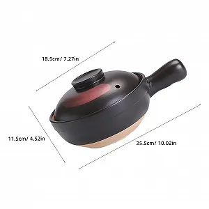 Глиняна каструля Sewroro керамічна для газових плит з ручкою нековзка з плоским дном synthetic.ua - Фото 1