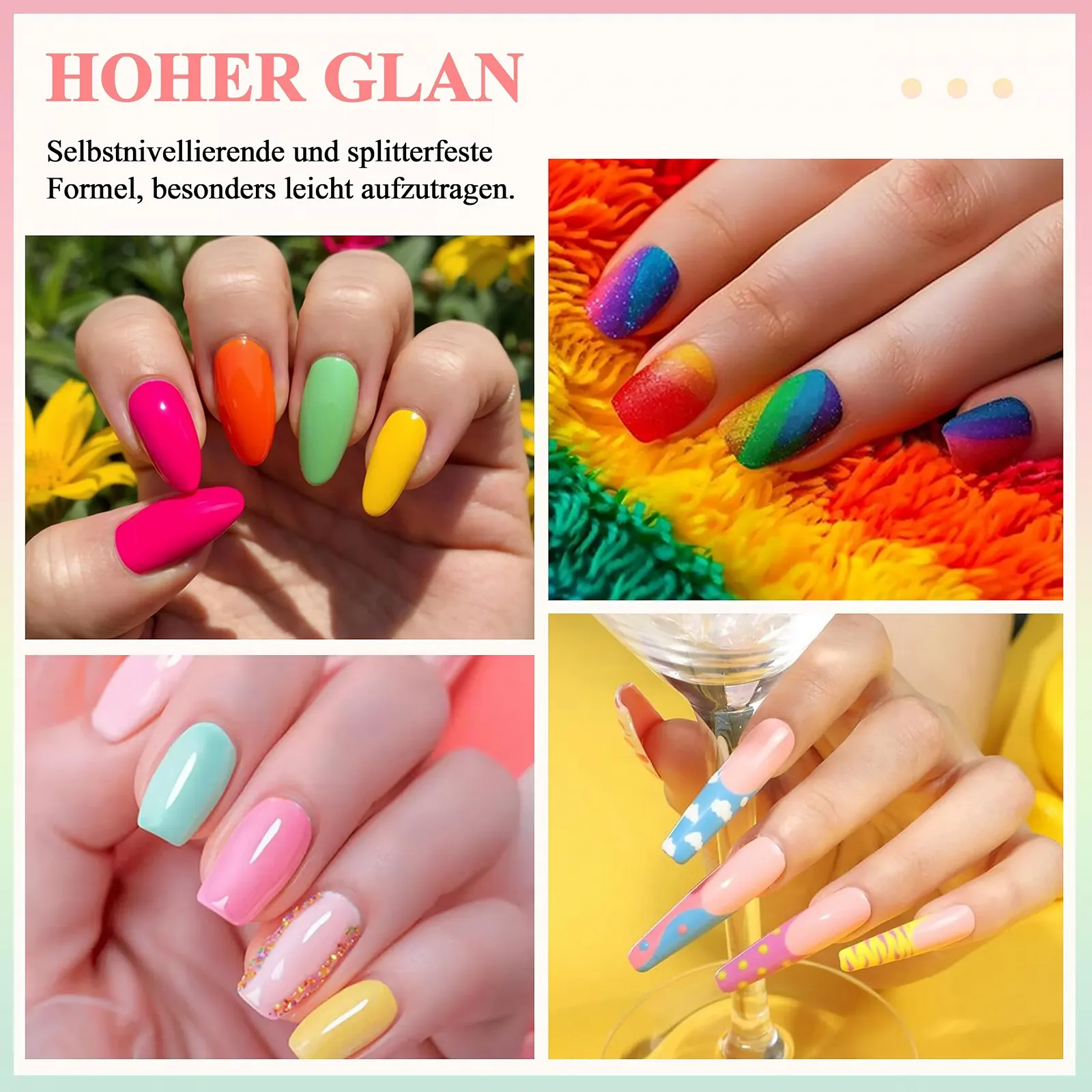 Гель-лак для ногтей Liner (6 цветов) Черный, белый, телесный, мелкий глиттер для дизайна ногтей, 6 мл (разноцветный B), фото №5