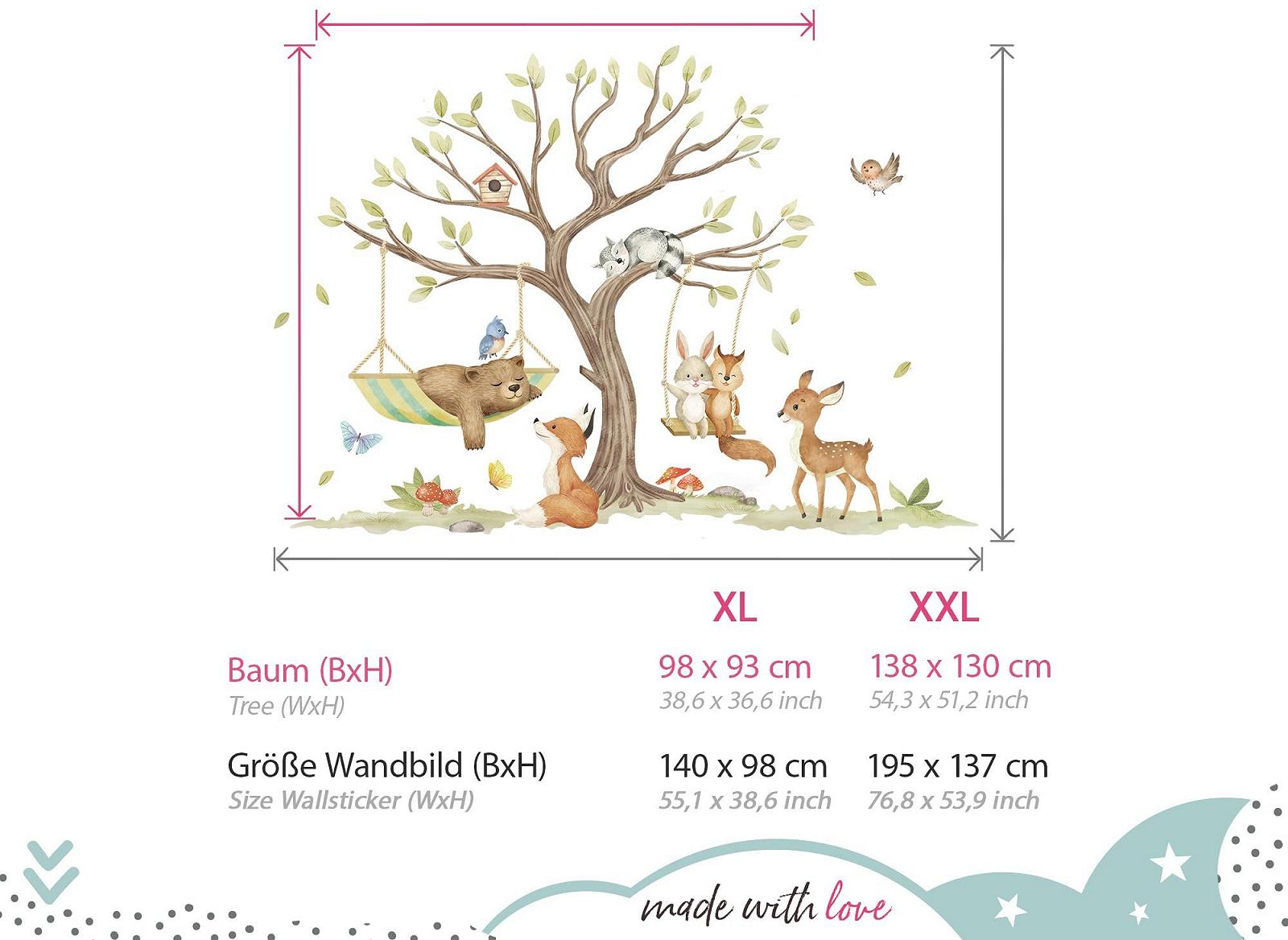 Наклейка на стену Little Deco DL5073 XL Лесные животные Медведь Лиса 140 x 98 см, фото №3