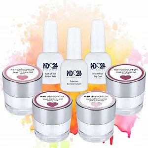 Гель-лак ND24 Premium Bundle Vintage Pink Каучуковая база, топ и средство для снятия - 7 шт - Фото 1