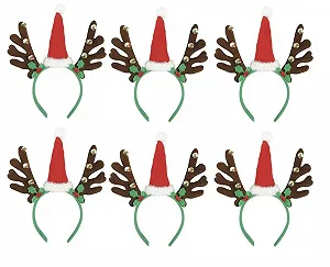 Обруч Рождественский Олень с Колокольчиками, Набор 6 штук - Фото 1