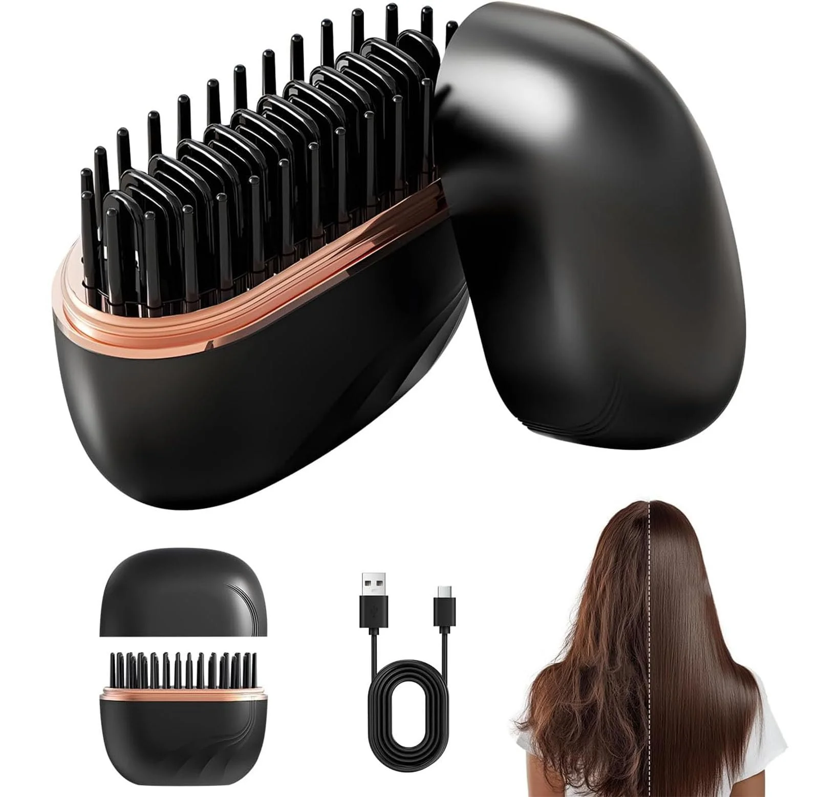 Міні-випрямляч бездротовий Mini Hair Straightener Brush Акумуляторний 3 рівні температури, фото №1