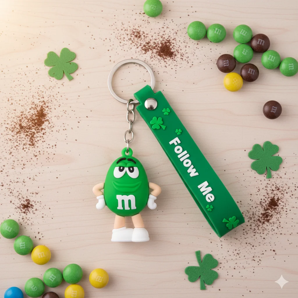 Брелок M&M's для ключей, рюкзака, сумки, зеленый, 5,3 см, фото №3