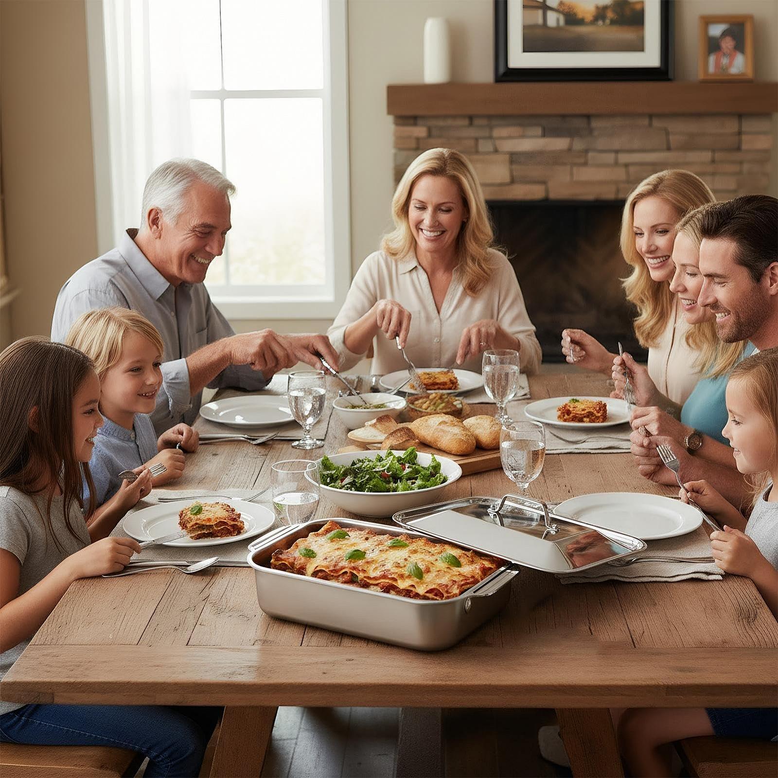 Форма для запекания прямоугольная из нержавеющей стали с крышкой и ручкой, фото №9 Форма для запекания прямоугольная из нержавеющей стали с крышкой и ручкой, фото №9