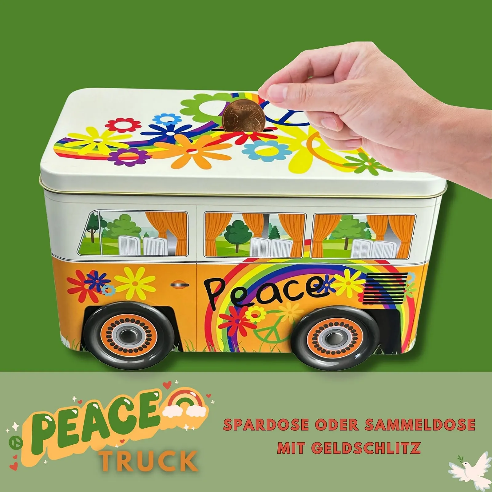 Скарбничка Kultbus Peace truck з колесами, що обертаються, фото №2