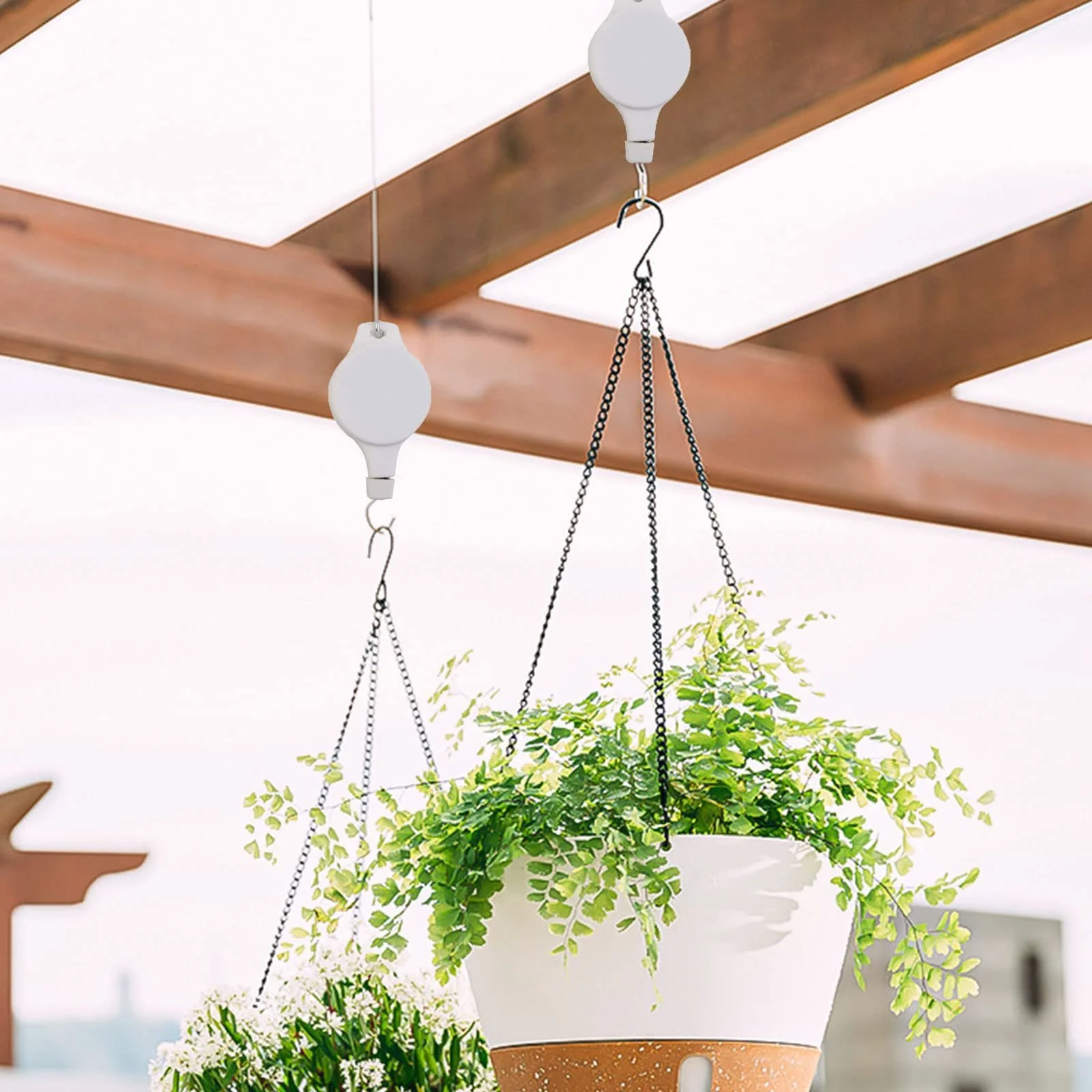 Подвесы для растений с роликовым механизмом 4 шт. Регулируемые Белые, фото №7