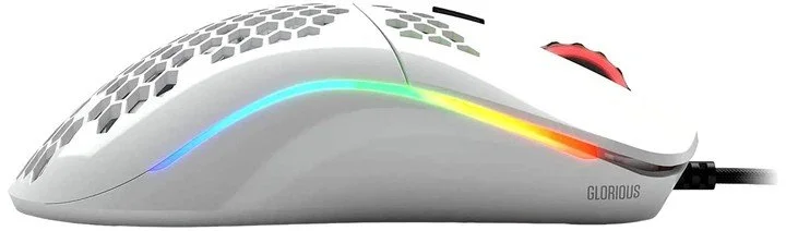 Ігрова дротова миша Glorious Model O / USB / PixArt 3360 / 12000 DPI / 6 кнопок / RGB підсвітка / Біла, фото №5