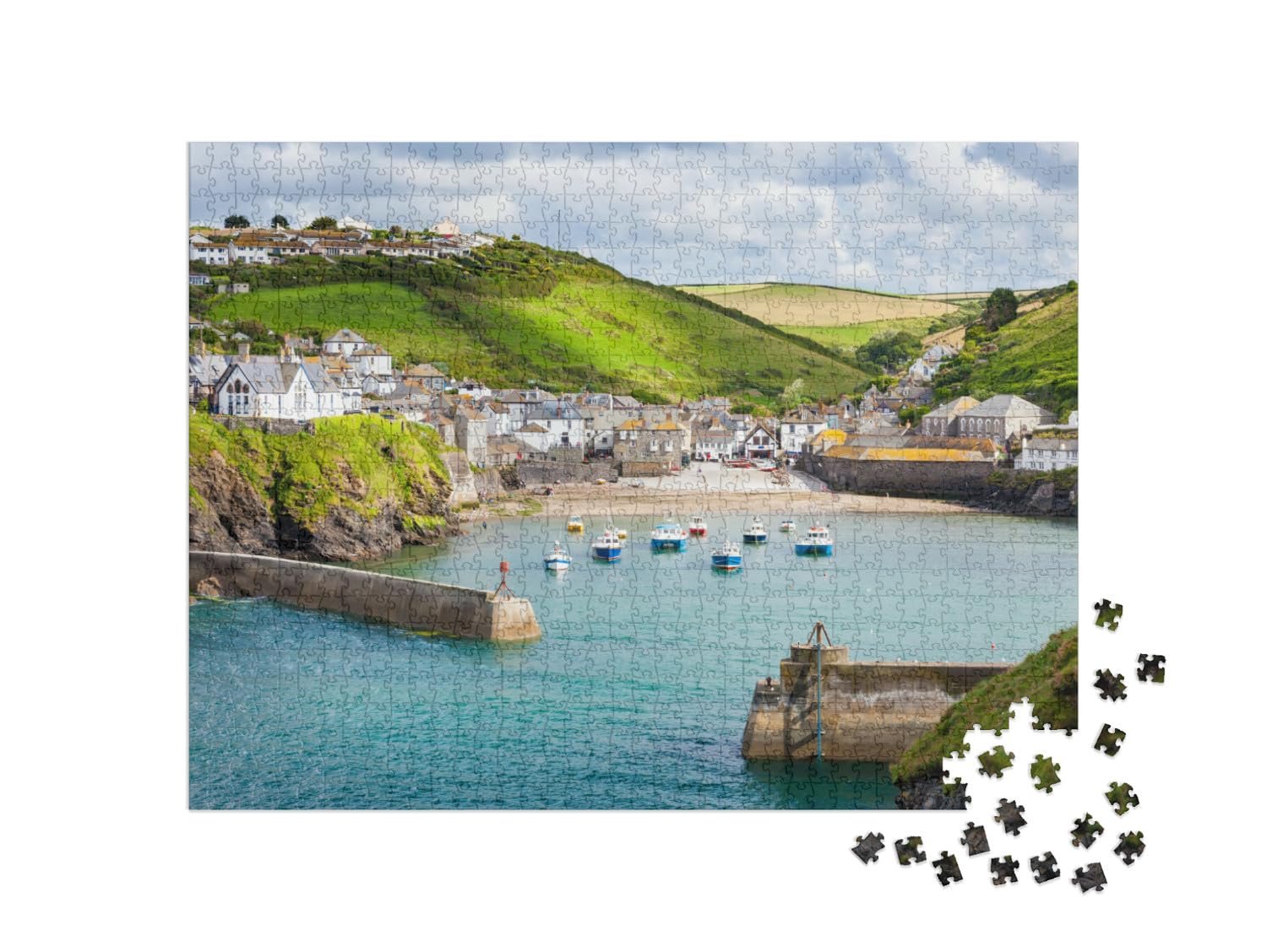 Пазл puzzleYOU Cornwall Puzzle Collection Рыбацкая деревня Порт-Айзек на побережье Северного Корнуолла, Англия 1000 элементов, фото №2