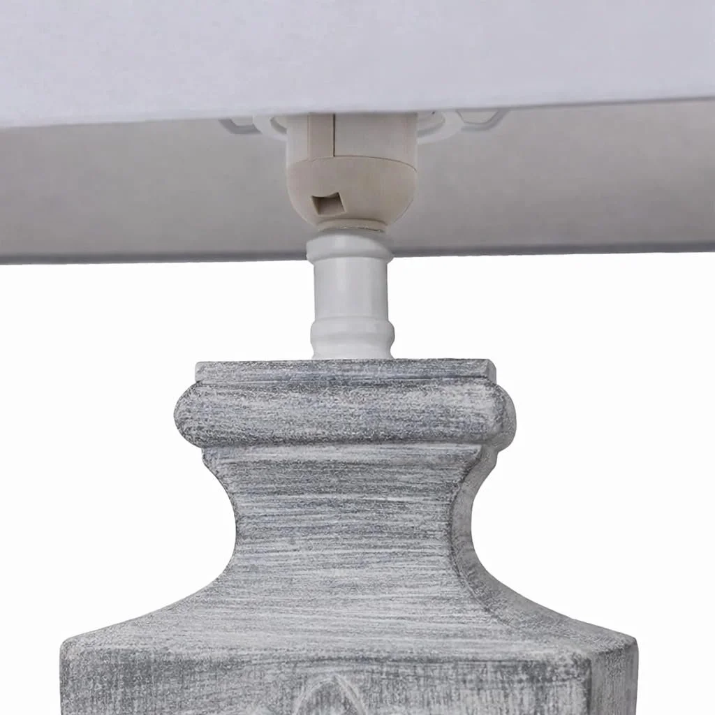 Настільна лампа DRULINE Shabby Chic сіра дерев'яна основа з абажуром 1 x E27 37 x 53 x 17 см, фото №8
