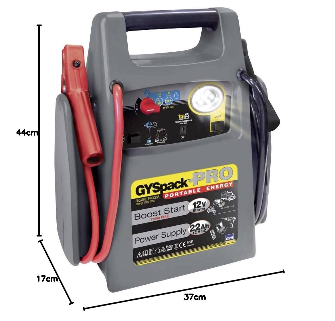 Пусковой стартер GYS Gyspack Pro 026155 с зарядным устройством / 600 А - 1750 А / 12 В / Серый, фото №8