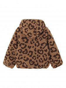Куртка Teddyfleece Vertbaudet для девочки с капюшоном и леопардовым узором. synthetic.ua - Фото 1