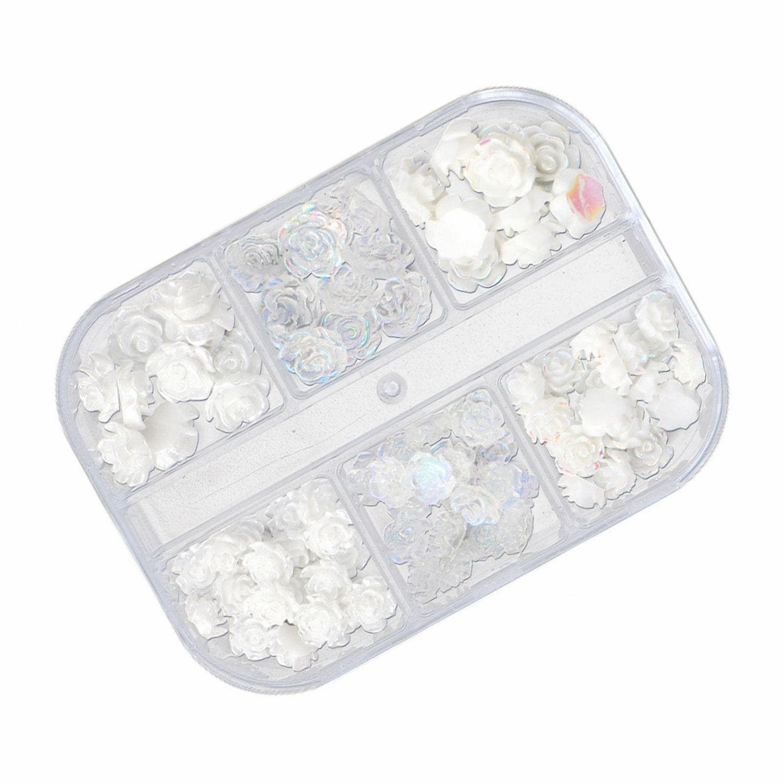 Подвеска для ногтей Цветок Yeeda Роза 5D Цветочные украшения для ногтей, 6 ячеек 3D Акриловые цветы для ногтей Стразы Роза Весенние украшения для ногтей, DIY украшения для маникюра, фото №9