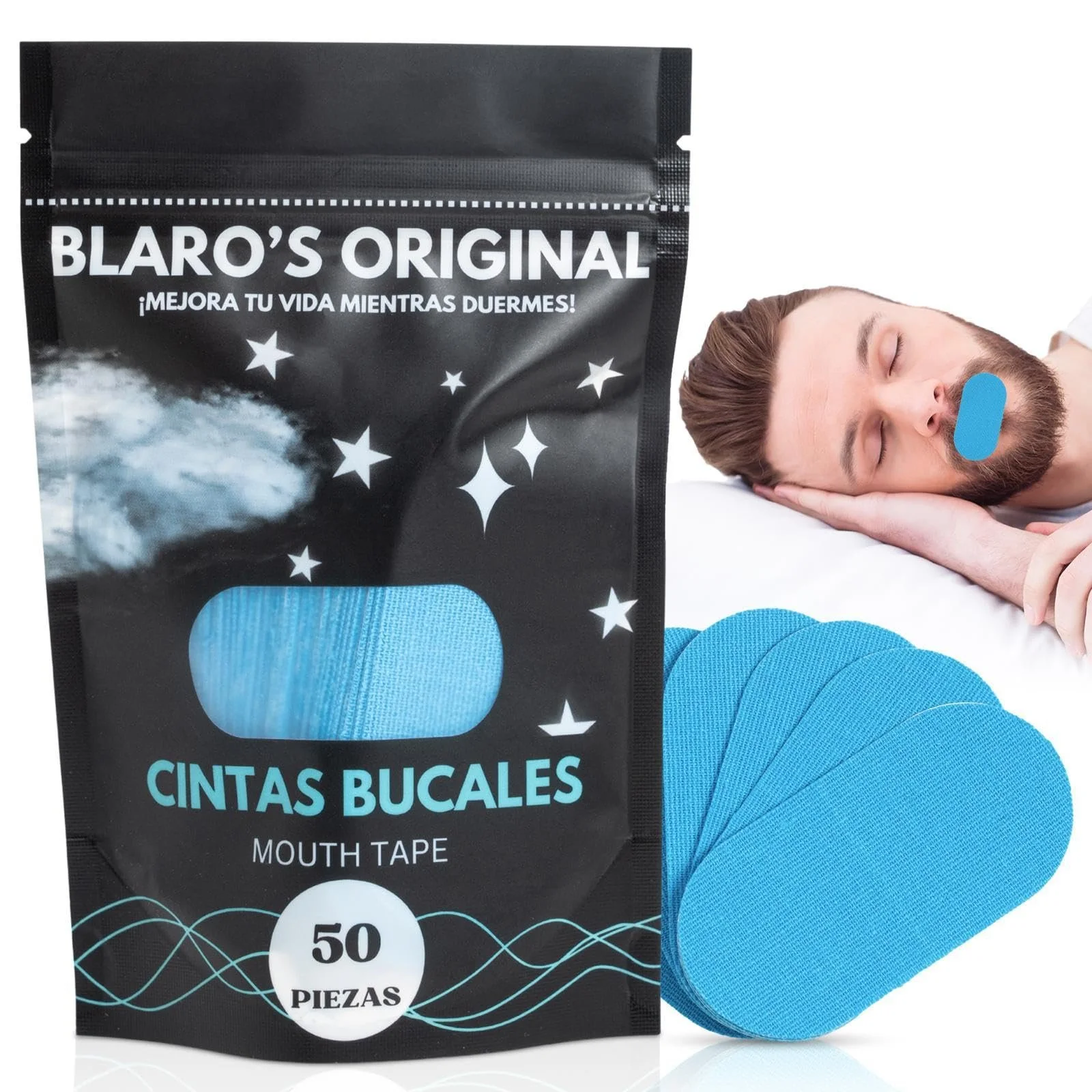 Наклейки для рота Blaro's Original гіпоалергенний адгезив для всіх типів шкіри зменшує хропіння та покращує якість сну, фото №1