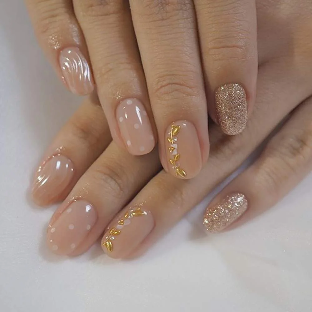 Украшения для ногтей Металл Золото Серебро Листья Мини-заклёпки 3D, фото №3