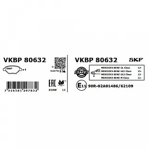 Комплект тормозных колодок SKF VKBP 80632 для MERCEDES-BENZ передний мост synthetic.ua - Фото 1