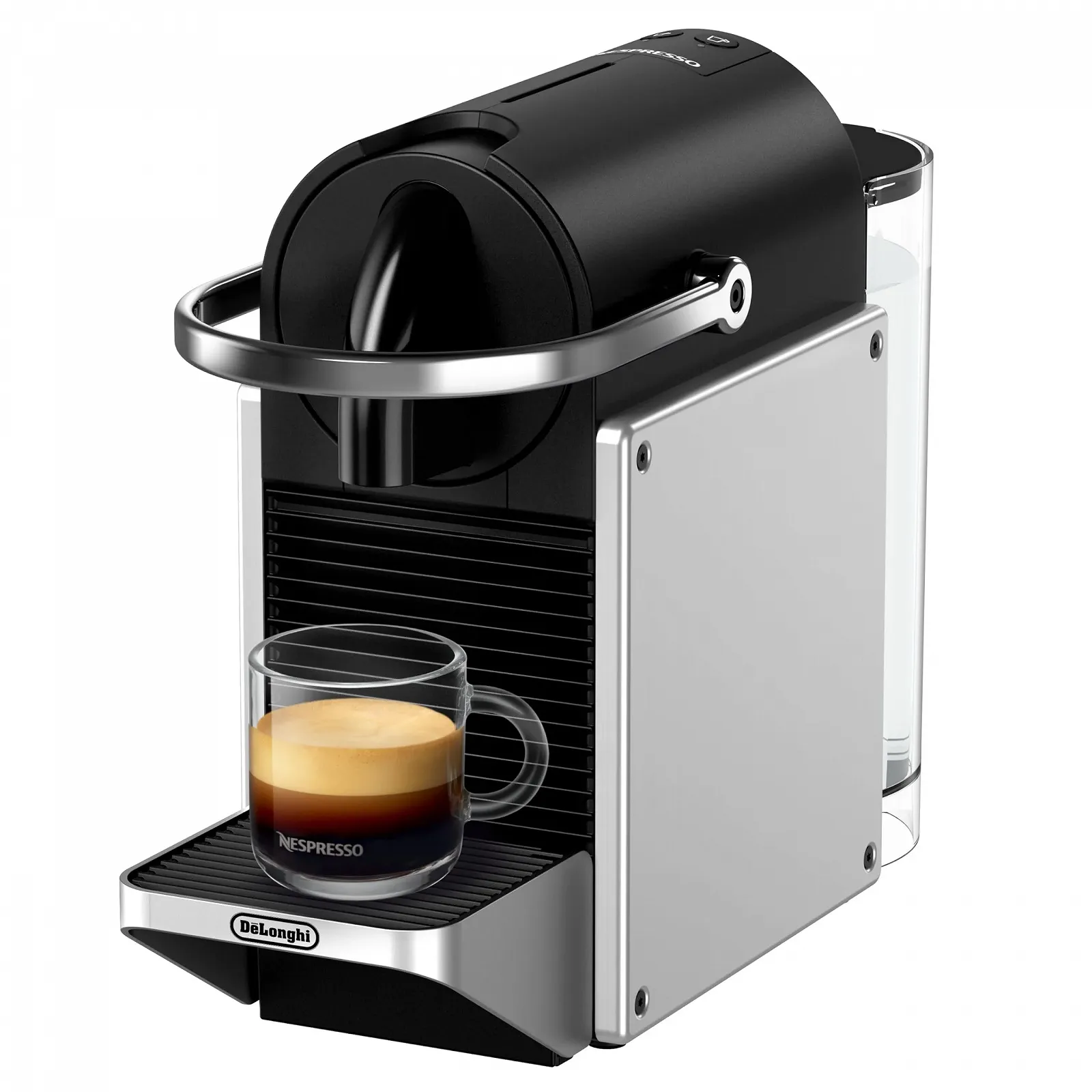 Капсульная кофемашина Nespresso De'Longhi Pixie EN127.S, две кнопки прямого набора, эко-режим, компактный дизайн, система давления 19 бар, 1260 Вт, серебристо/черный, фото №9 Капсульная кофемашина Nespresso De'Longhi Pixie EN127.S, две кнопки прямого набора, эко-режим, компактный дизайн, система давления 19 бар, 1260 Вт, серебристо/черный, фото №9