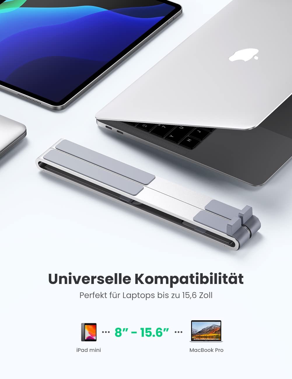 Підставка для ноутбука UGREEN Портативна Регульована по висоті Алюмінієва для ноутбуків і планшетів Сумісна з iPad, MacBook, Asus, HP, Acer, Surface, Dell 8 - 15.6 дюймів, фото №4