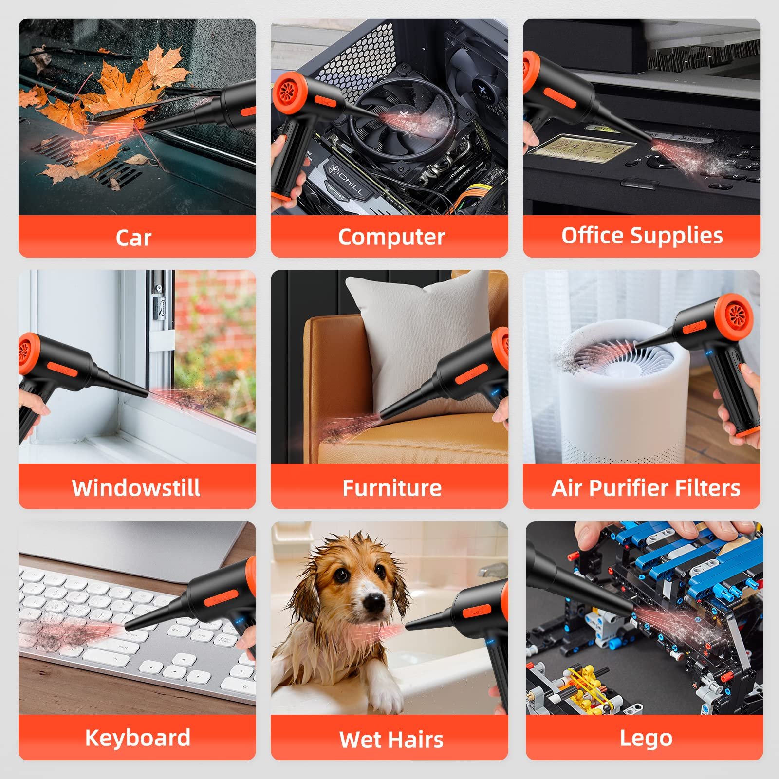 Электрическая воздуходувка Reesibi R5 90 W Бесщеточный мотор 90,000 RPM 3 скорости 7500 mAh 15 W Fast Charging, фото №7