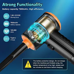 Електричний повітродувка  Hoofun 100,000 rpm 3 швидкості 7600 mAh LED synthetic.ua - Фото 1