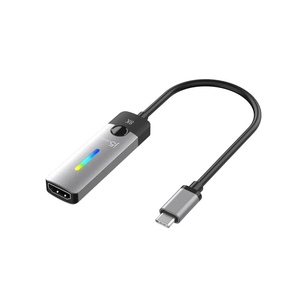 Переходник USB-C M to HDMI F 8K 60Hz LED RGB J5create (JCA157-N), фото №1