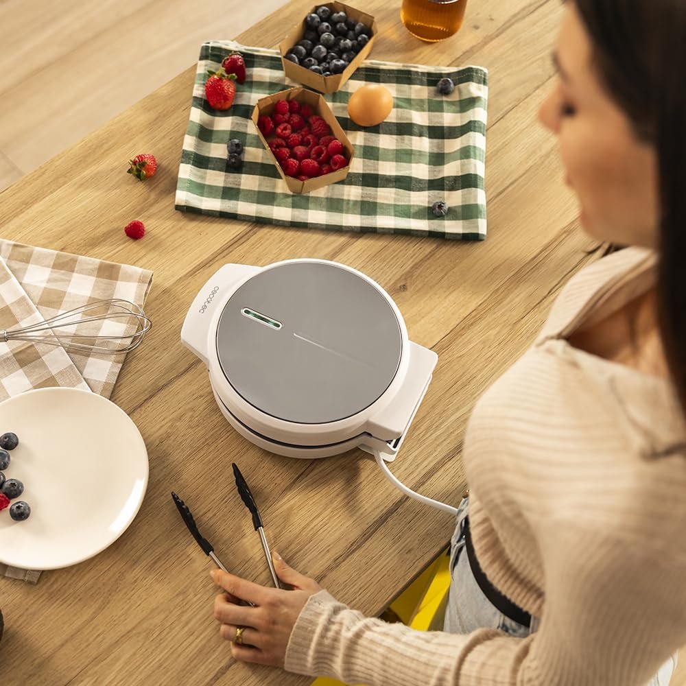 Вафельница Cecotec Fun Gofrestone Round Electric, 1000 Вт, поверхность из нержавеющей стали, 1-5 вафель, форма сердца или 1 большая вафля, антипригарное покрытие, равномерное приготовление, световой индикатор, фото №3