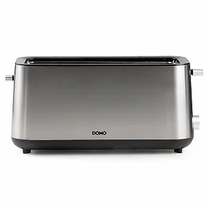 Тостер з довгим слотом DOMO DO967T на 4 скибочки 3 функції: підсмажування, розморожування, скасування - 7 рівнів температури Відсік для зберігання кабелю Нержавіюча сталь 1350 Вт Сріблястий/Чорний synthetic.ua - Фото 1