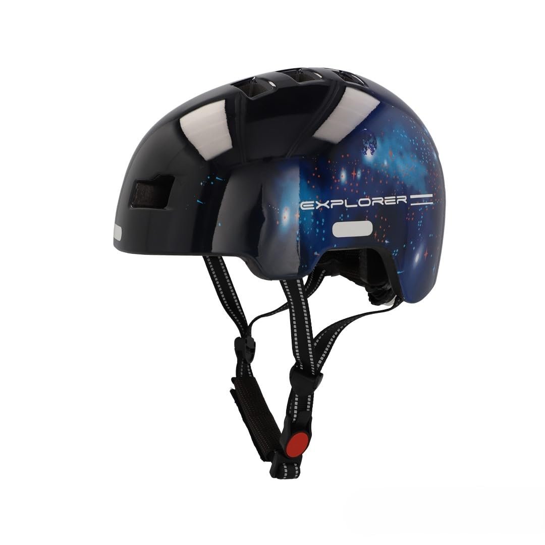 Шлем Велосипедный FISCHER BMX Dirt Bike Plus Universe S/M, 54-58 см, черный, с интегрированным светодиодным задним фонарем, фото №1