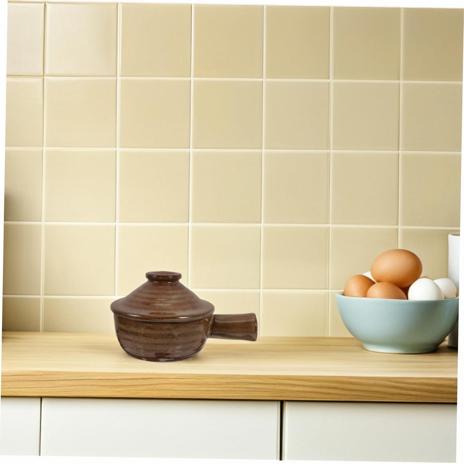 Набор горшков 2 шт. керамических с крышкой для микроволновой печи круглые, фото №5