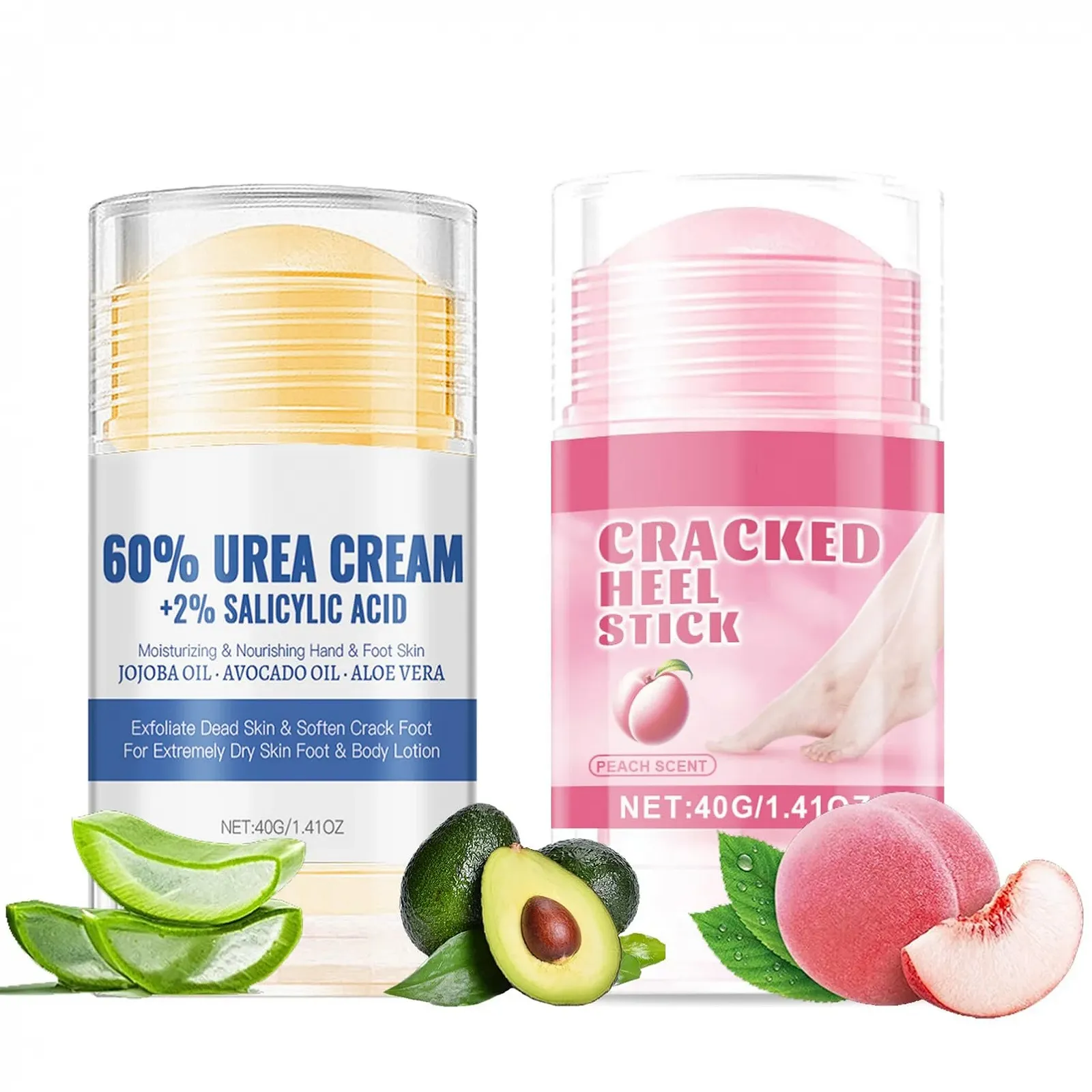 Крем-стик для ног Anti-Cracking с 60% мочевины увлажняющий 2 шт (80 г, Персик), фото №1