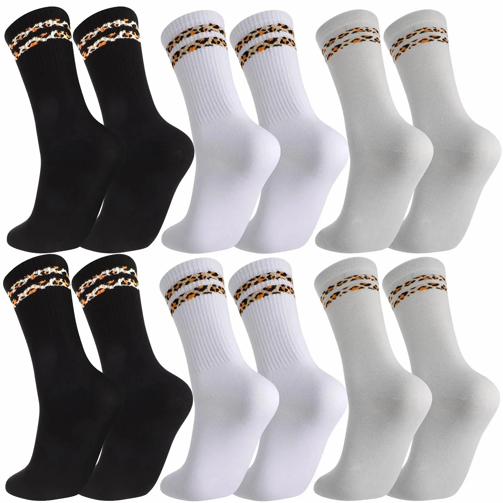 Спортивні шкарпетки з леопардовим принтом, 6 пар, 39-43, фото №1