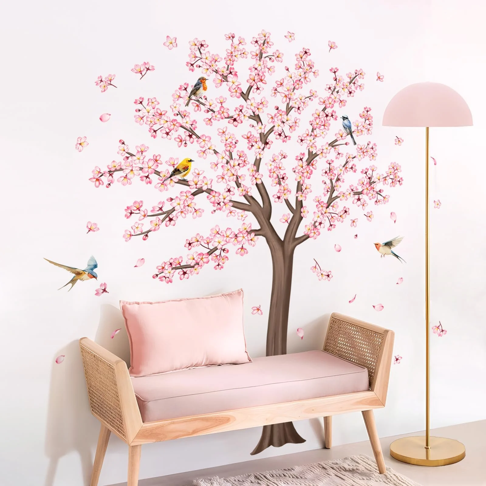 Наклейка на стіну Велике вишневе дерево рожевий цвіт H159 см, фото №4
