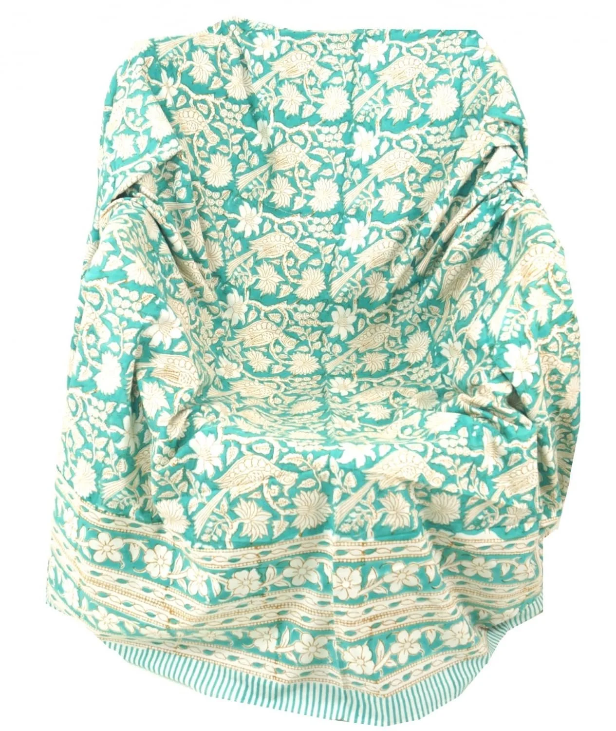 Покривало на ліжко/диван Guru-Shop Набивний малюнок Бавовна Зелений, фото №3