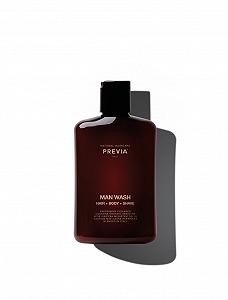 Гель для душу 3-в-1 PREVIA MAN Wash Hair + Body + Shave 250 мл - Фото 1