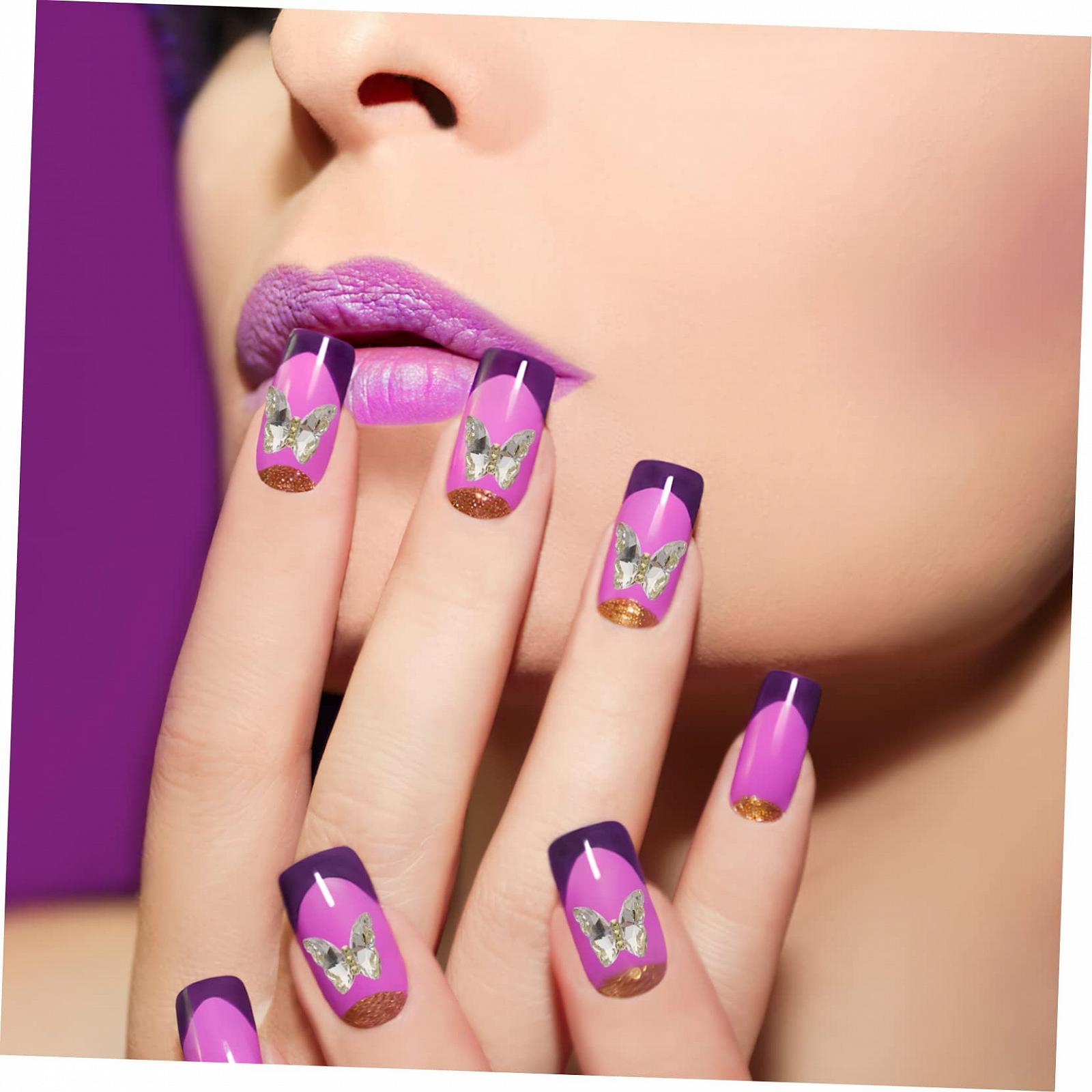 Украшение для ногтей Бабочка Стразы для ногтей Бабочки Наклейки для ногтей Самодельные украшения для ногтей 3D Бабочки Кристально-белый, 10 штук, фото №2