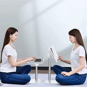 Подставка для ноутбука алюминиевая регулируемая по высоте эргономичная для кровати PC лоток для планшета Lapdesk 11-17 дюймов портативная synthetic.ua - Фото 1