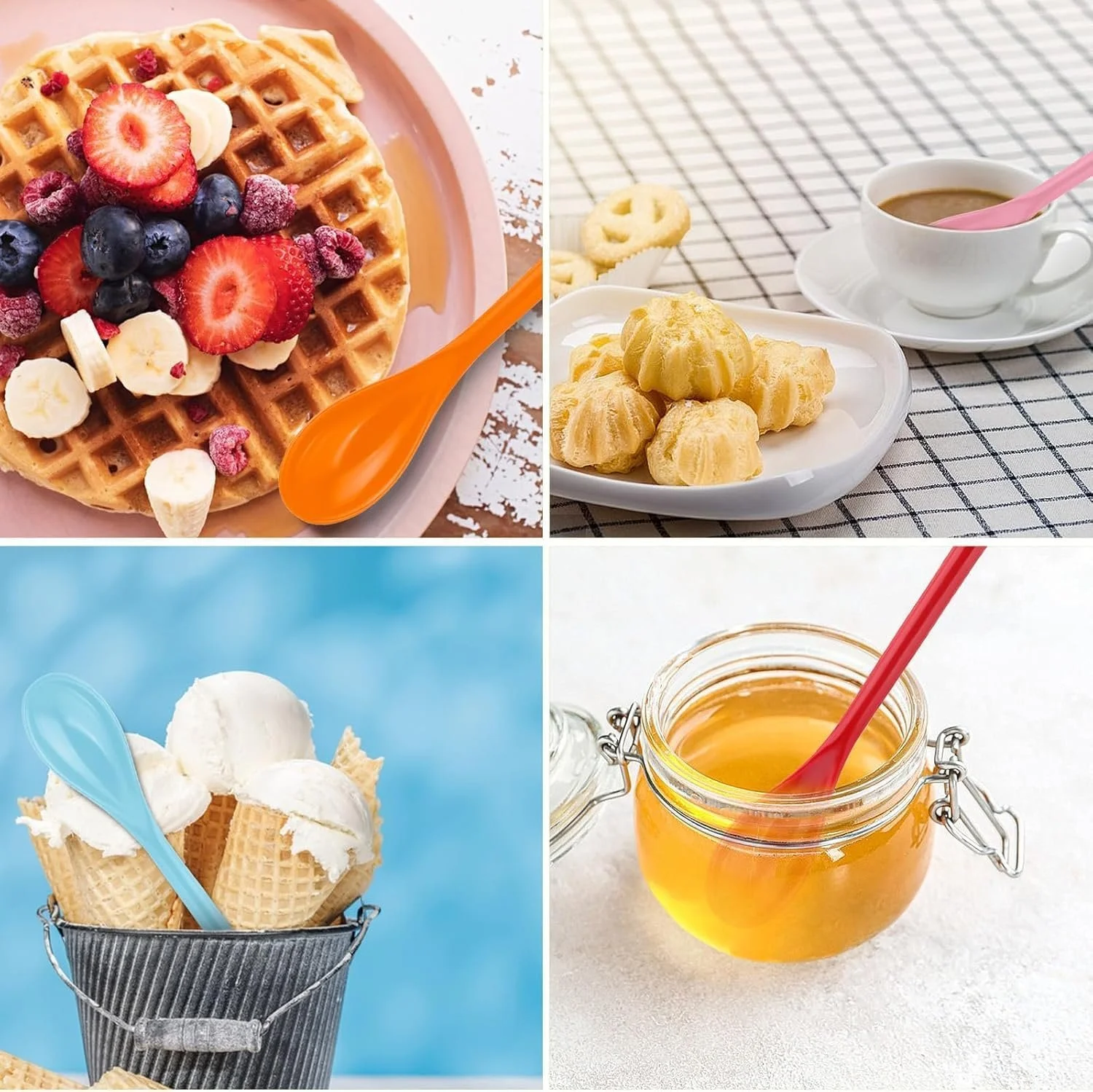 Набір з 5 багаторазових ложок Plastic Colourful, 16 см, різнокольорові, фото №8