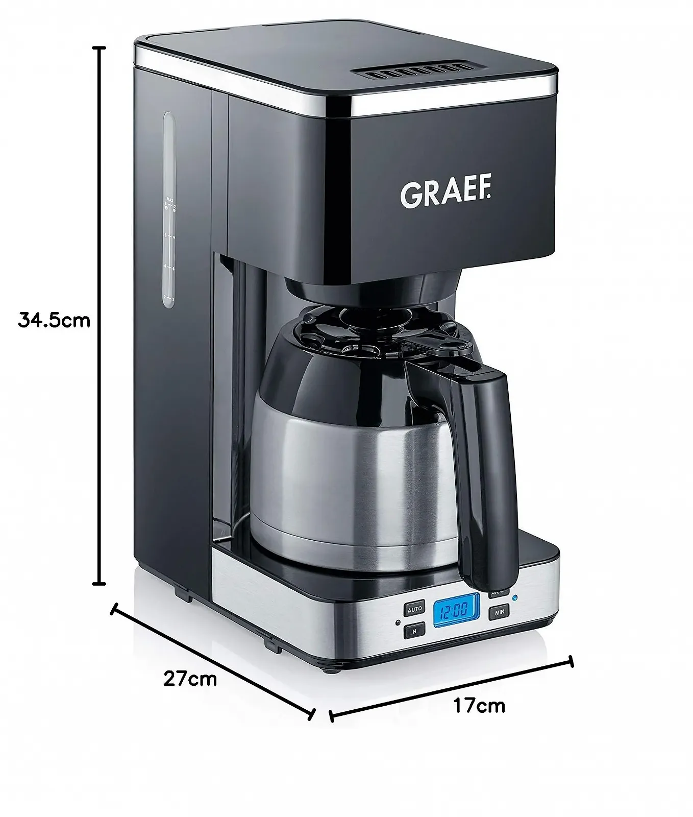 Кофеварка капельная GRAEF FK512 с таймером и стальным термосом-кувшином черная, фото №7