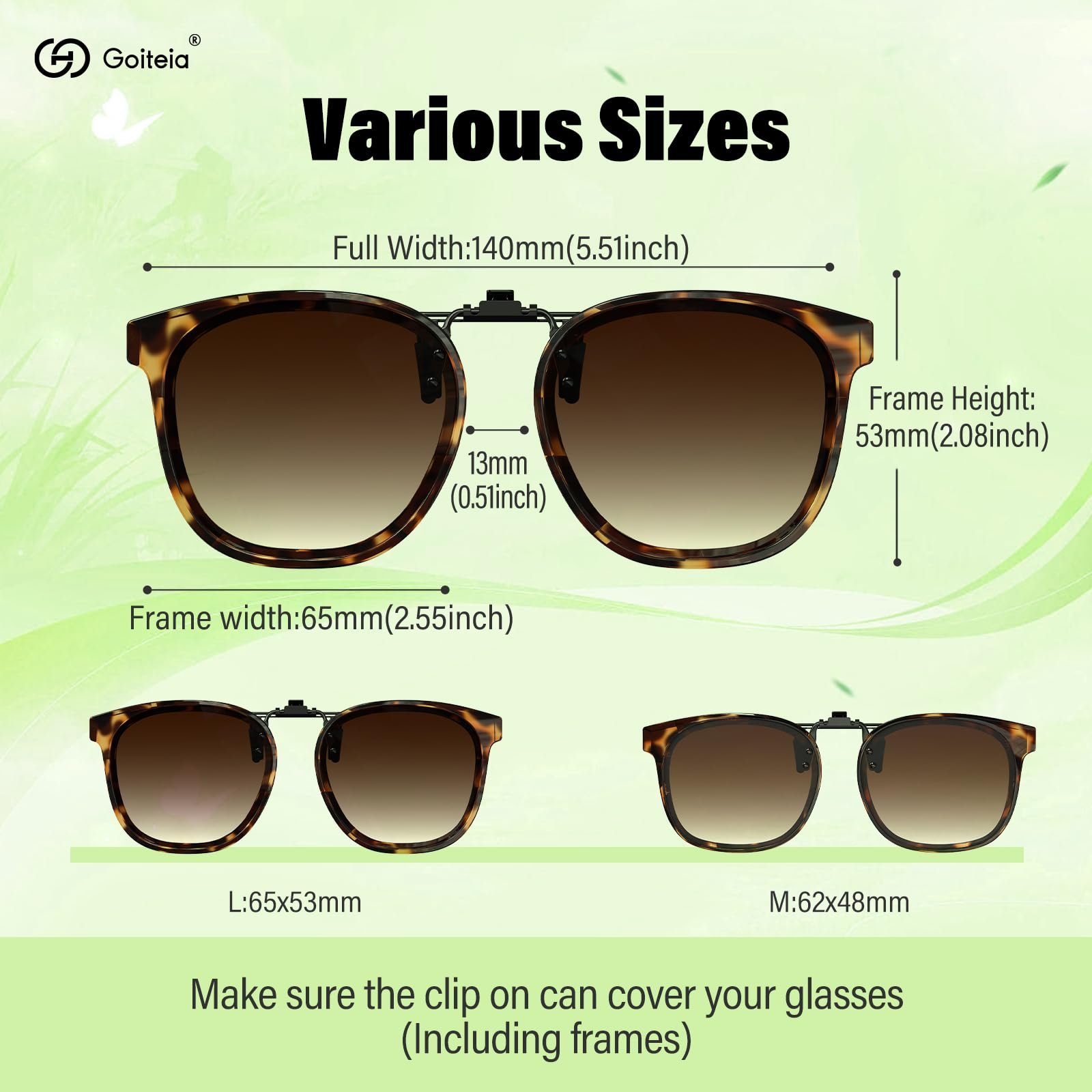 Сонцезахисні окуляри Goiteia, що прикріплюються до окулярів за рецептом, модна оправа, щоб приховати ваші окуляри, легко одягаються та знімаються, однією рукою, фото №6