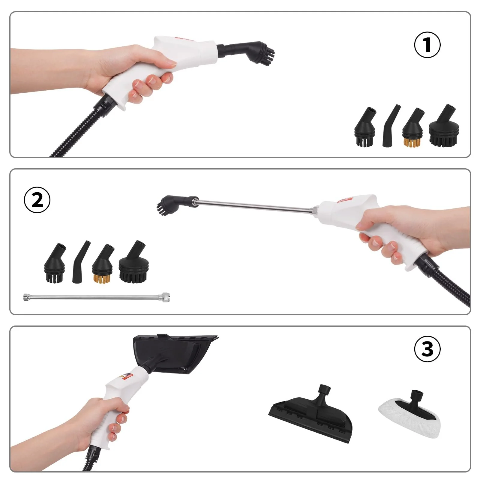 Пароочисник ручний 2500 W 1000 ml 6 швидкостей 5 типів щіток для кухні меблів підлоги ванної та авто вікон, фото №4 Пароочисник ручний 2500 W 1000 ml 6 швидкостей 5 типів щіток для кухні меблів підлоги ванної та авто вікон, фото №4