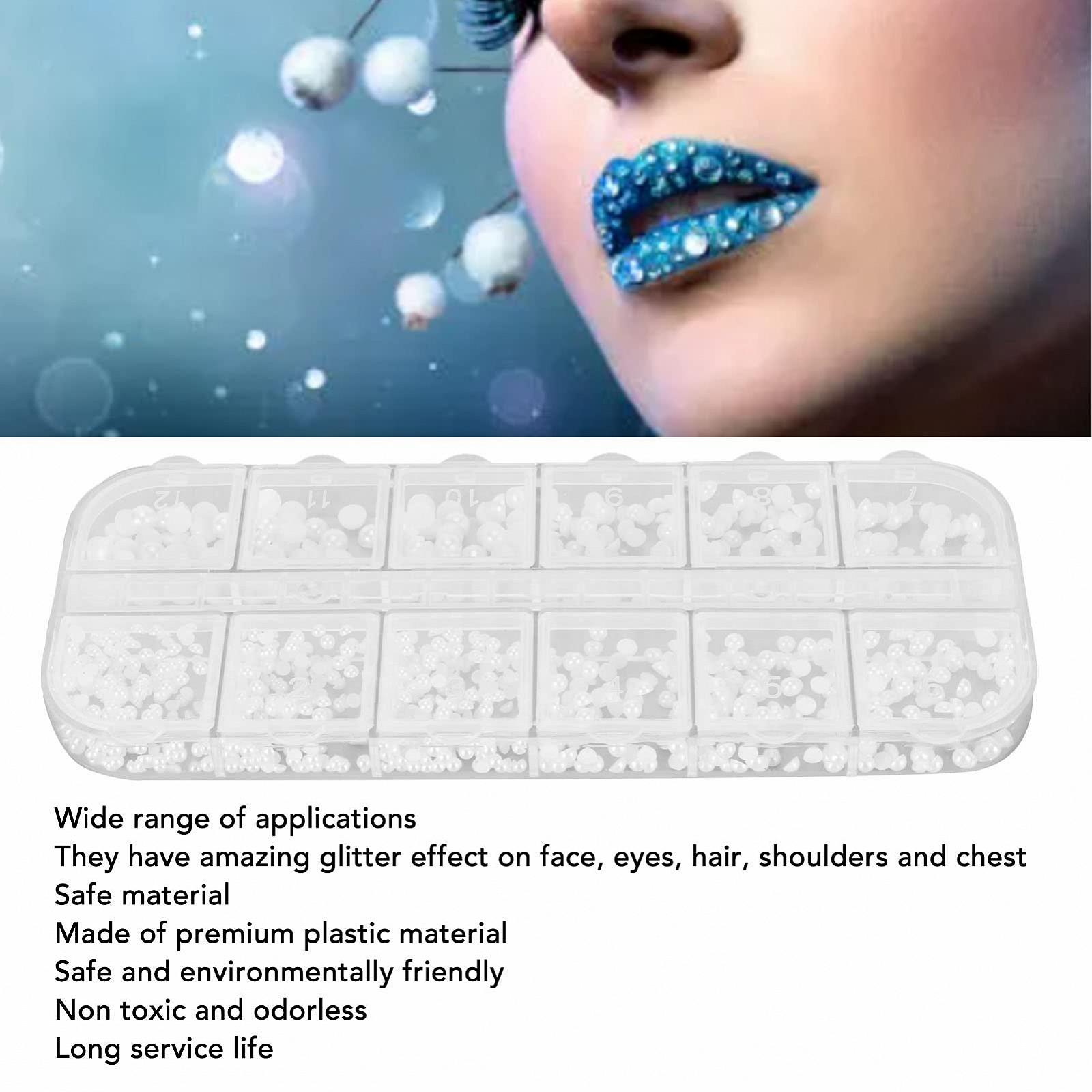 Жемчуг Полукруглый 3D дизайн ногтей 4 размера Пластик Плоская задняя часть Белый (5 шт.), фото №6