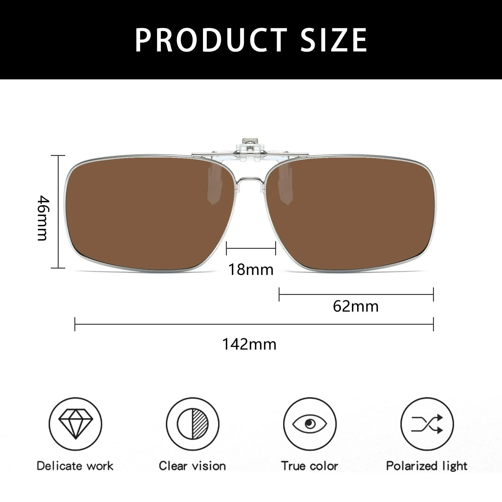 Сонцезахисні окуляри кліп-он YAMEIZE Поляризовані UV400, фото №2