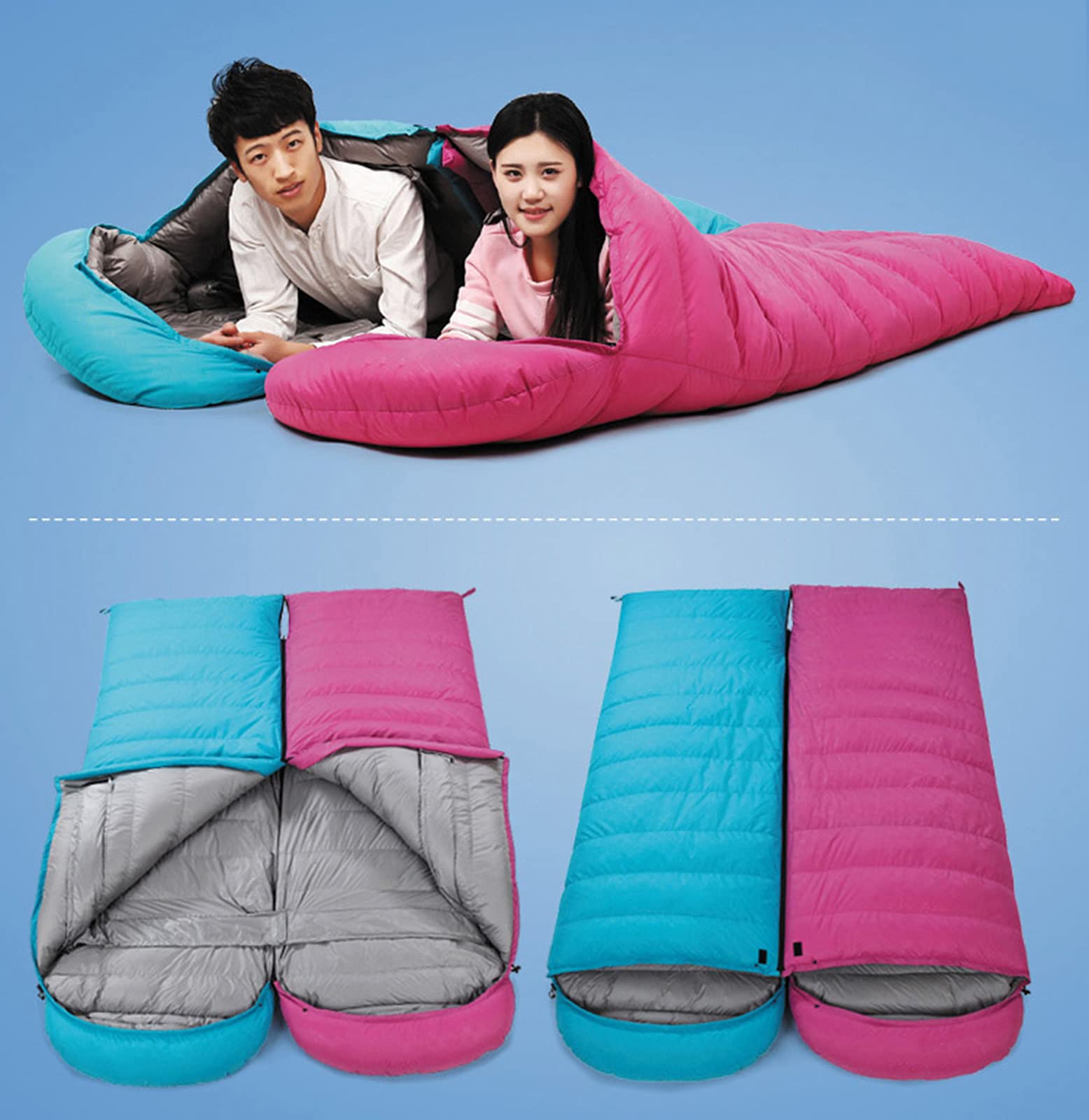 Спальний мішок MYVVKIA для дорослих з білого качиного пуху теплий 4-сезонний, фото №2