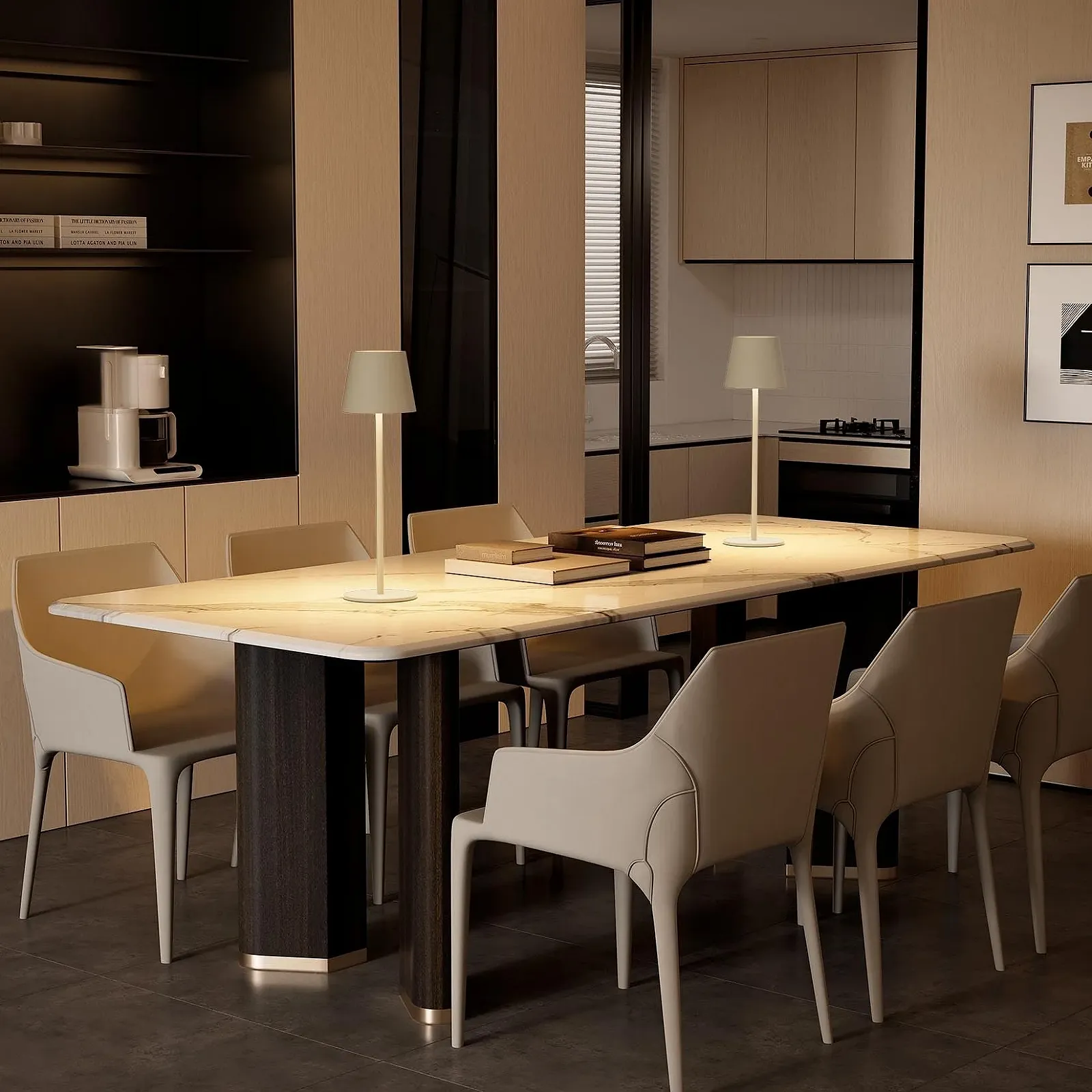 Настільна лампа K-Bright Набір з 4 шт LED з регульованою яскравістю акумуляторна бездротова 36,5 см 2700 K USB-C IP54 Dune Beige, фото №6