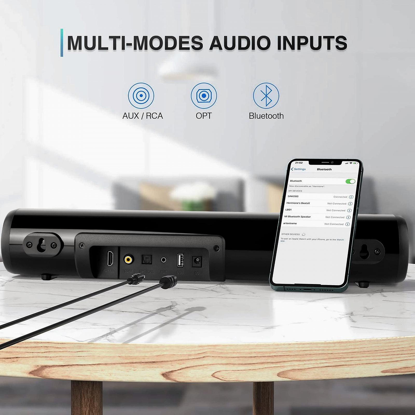 Саундбар TKMARS Mini TV 50см Bluetooth Малый Проводной для ПК Геймер Проектор 3D Стерео с Пультом/HDMI/Оптический/RCA/AUX/USB, фото №6 Саундбар TKMARS Mini TV 50см Bluetooth Малый Проводной для ПК Геймер Проектор 3D Стерео с Пультом/HDMI/Оптический/RCA/AUX/USB, фото №6