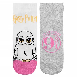 Носки Harry Potter для женщин Hedwig Gleis 9 3/4 Женские носки-следки Серый/Розовый (4 пары в упаковке) synthetic.ua - Фото 1