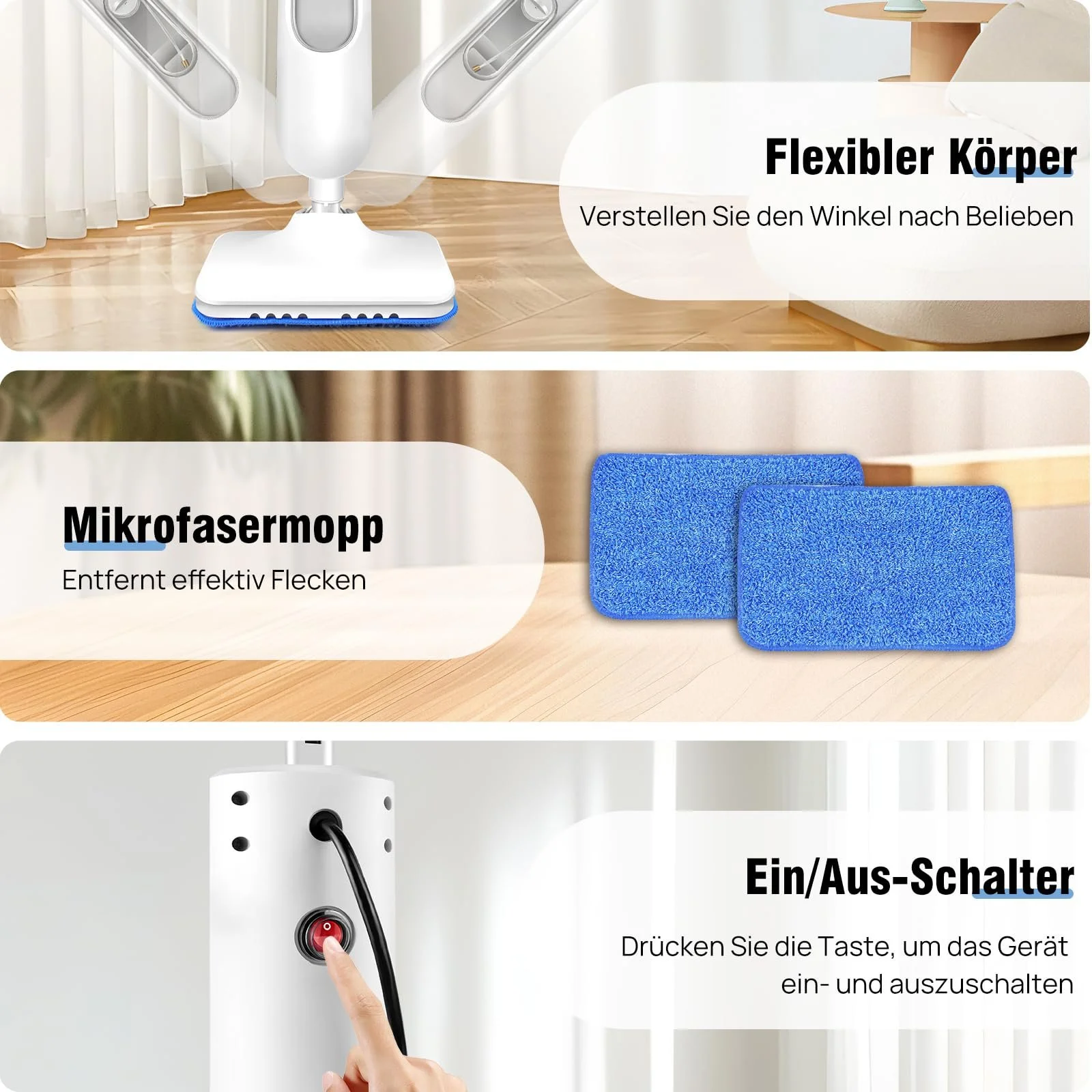 Парова швабра Premium Steam Mop Pro 1500W 400 мл 32 г/хв, фото №7