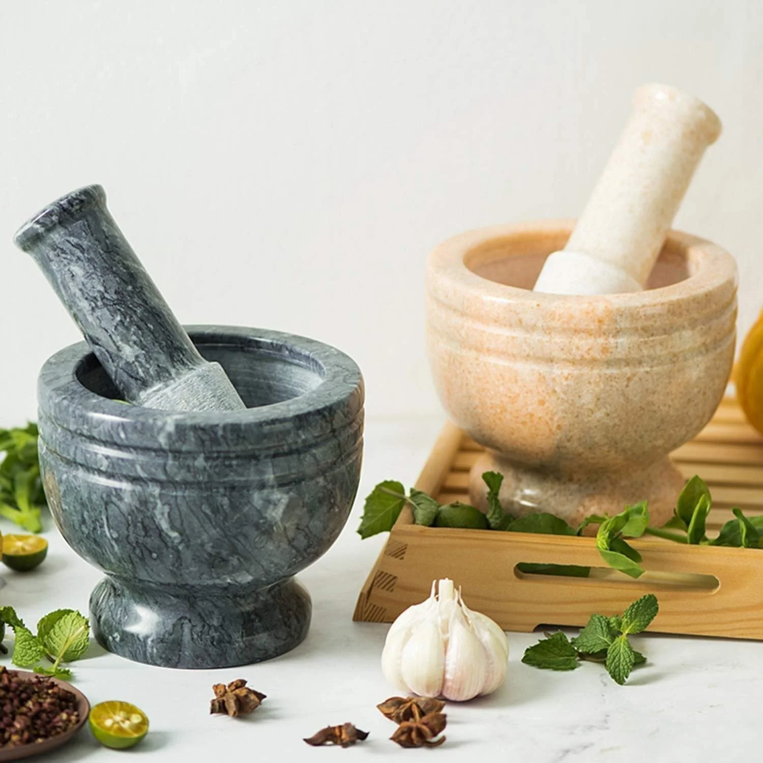 Ступка з товкачиком, високоякісний і міцний натуральний мармур, фото №5 Ступка з товкачиком, високоякісний і міцний натуральний мармур, фото №5