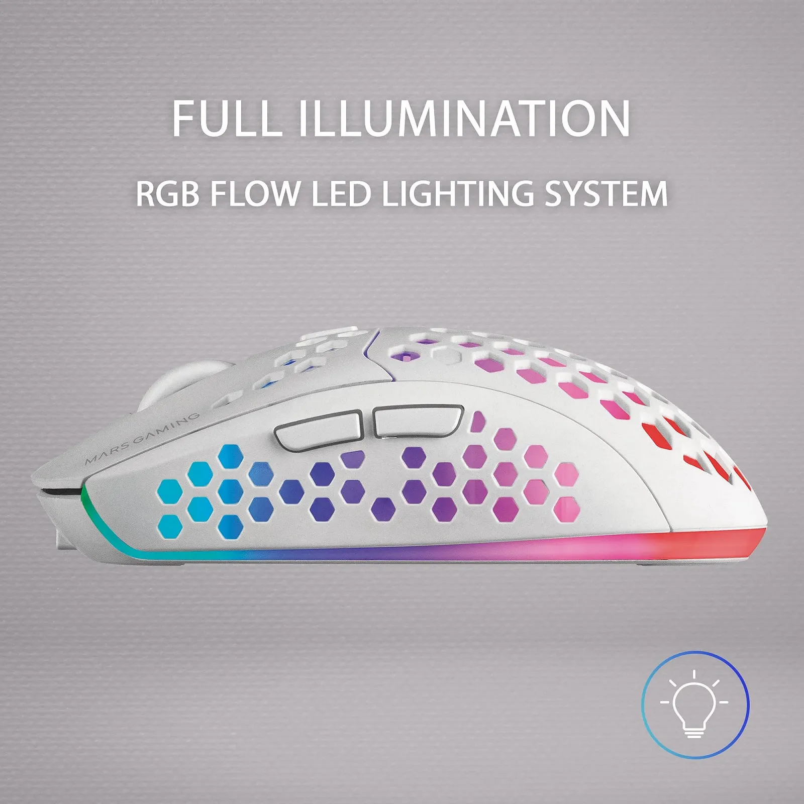 Мышь Беспроводная Игровая Mars Gaming MMW3W RGB Flow Сверхлегкая 79г 3200DPI Белая, фото №4