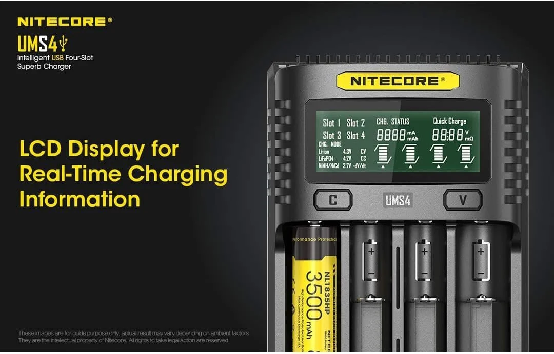 Универсальное Зарядное Устройство Nitecore UMS4, 3000 мА USB, Черный, фото №6 Универсальное Зарядное Устройство Nitecore UMS4, 3000 мА USB, Черный, фото №6
