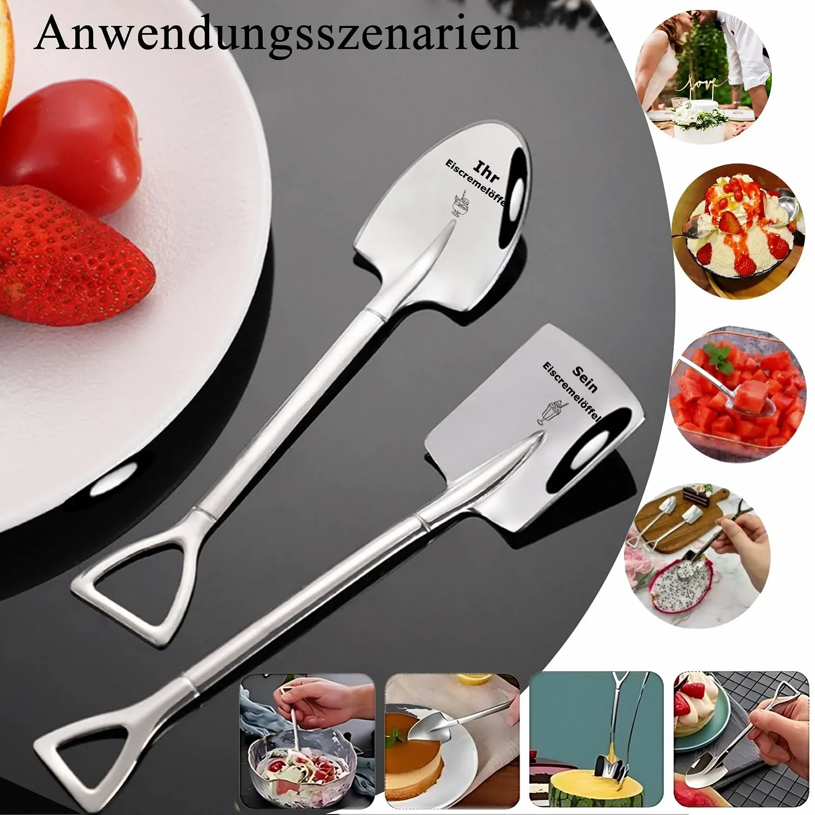 Ложка для морозива (2 шт. в упаковці) з гравіюванням Для нього і для неї, фото №3